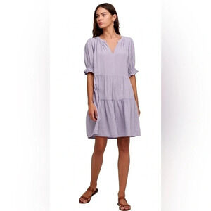 Velvet Clarissa Cotton Gauze Dress with Ruffle- Lilac Size XS Oversized Fit